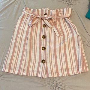 Striped button up skirt (L)